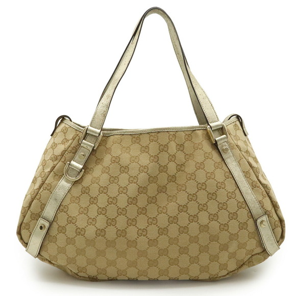 GUCCI Abby GG Canvas Tote Bag Shoulder Leather Beige Champagne Gold 130736 - Picture 1 of 7